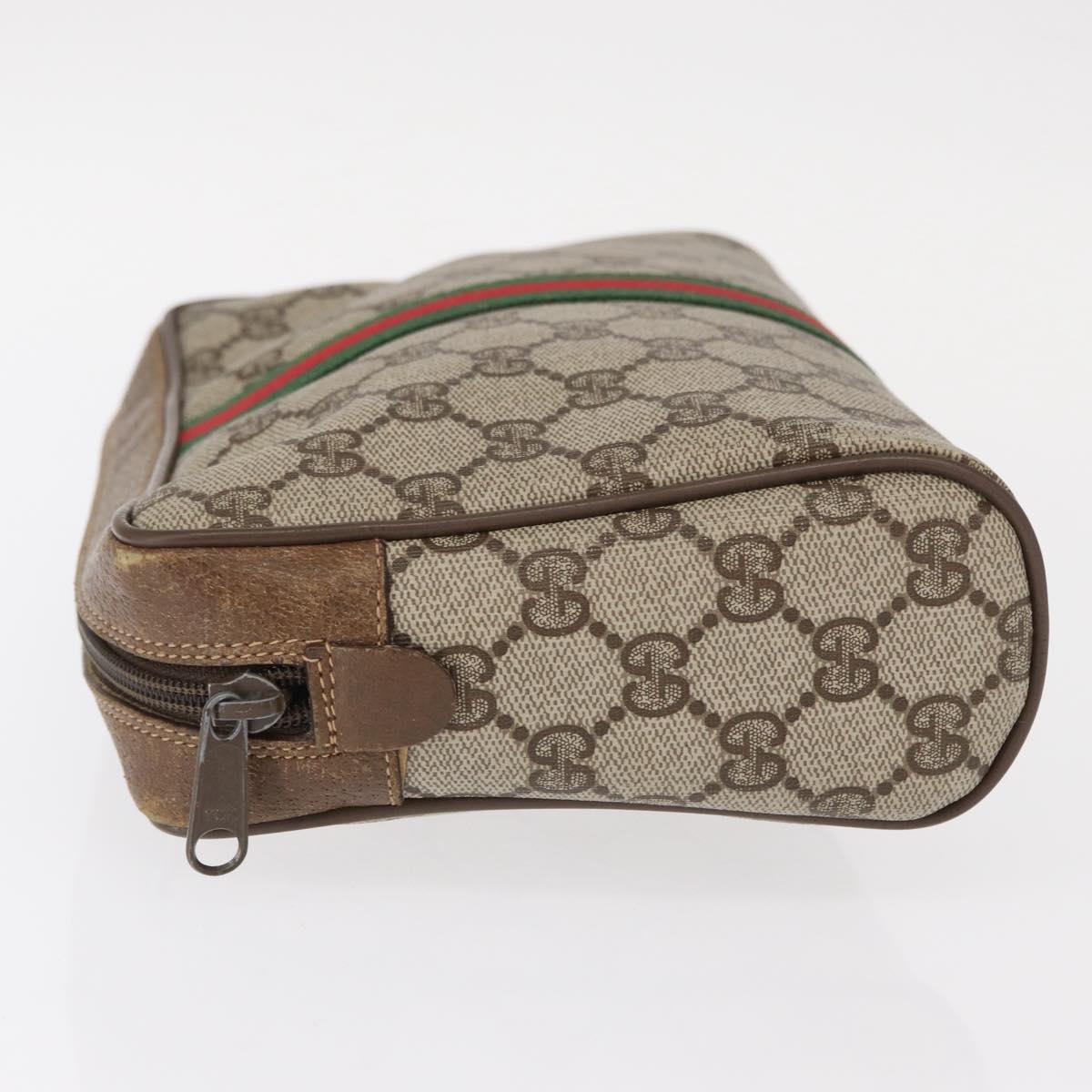 GUCCI GG Supreme Web Sherry Line Clutch Bag PVC Beige Gold 89 01 012 Auth am9888