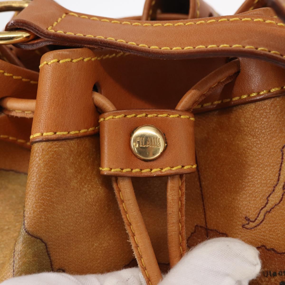 PRIMA CLASSE purse Shoulder Bag Leather PVC Beige Gold Auth am9890