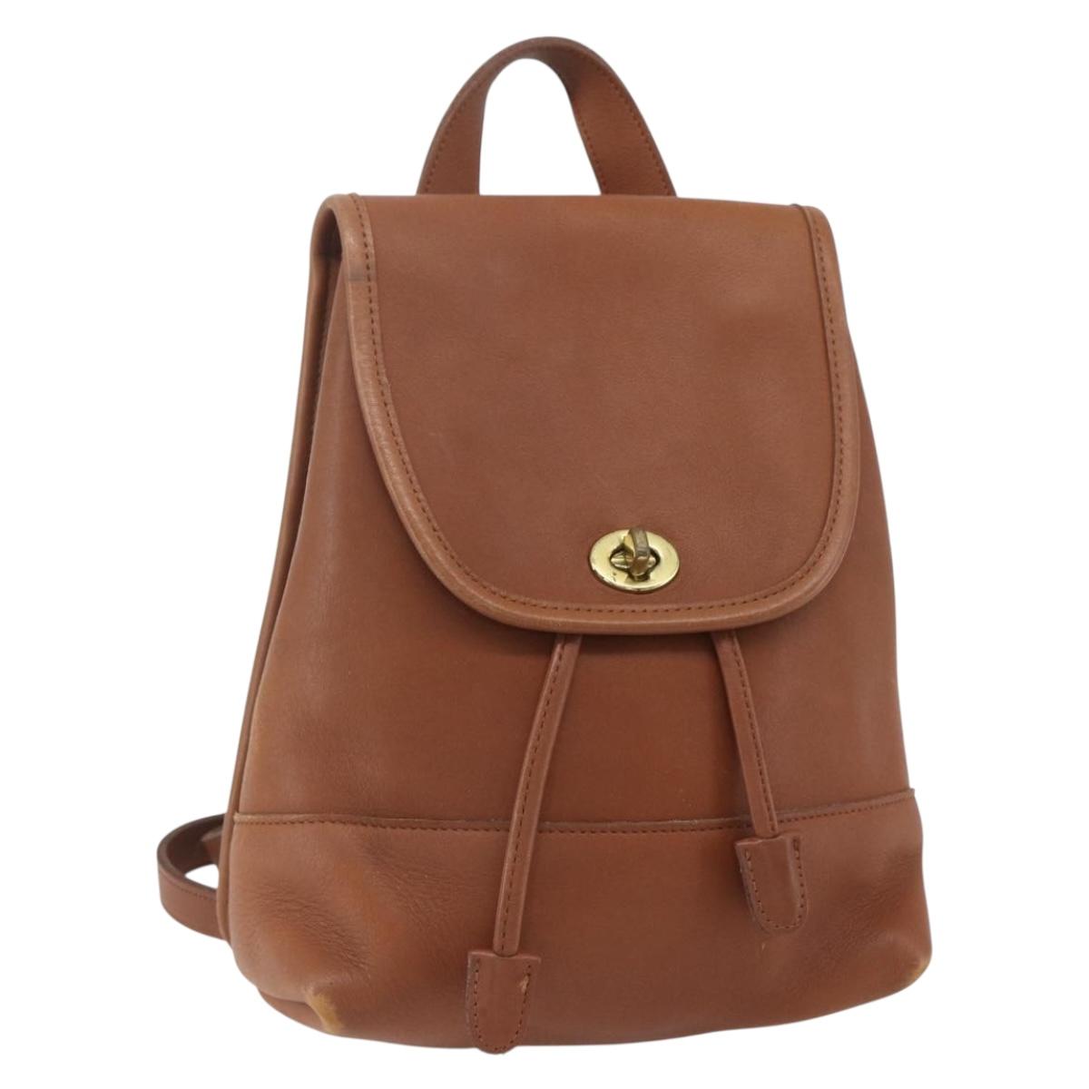 Coach Backpack Leather Brown Gold Auth am9891