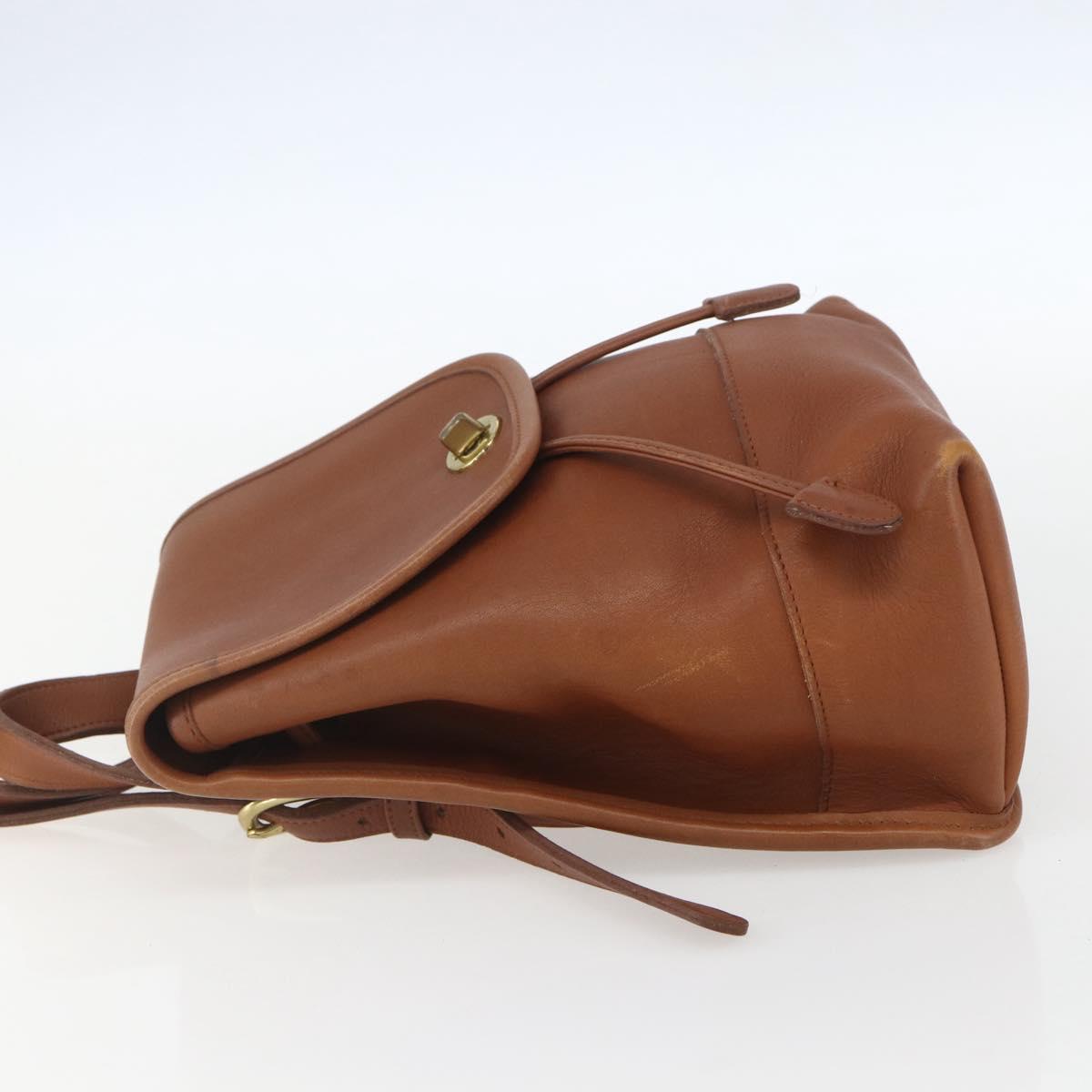 Coach Backpack Leather Brown Gold Auth am9891