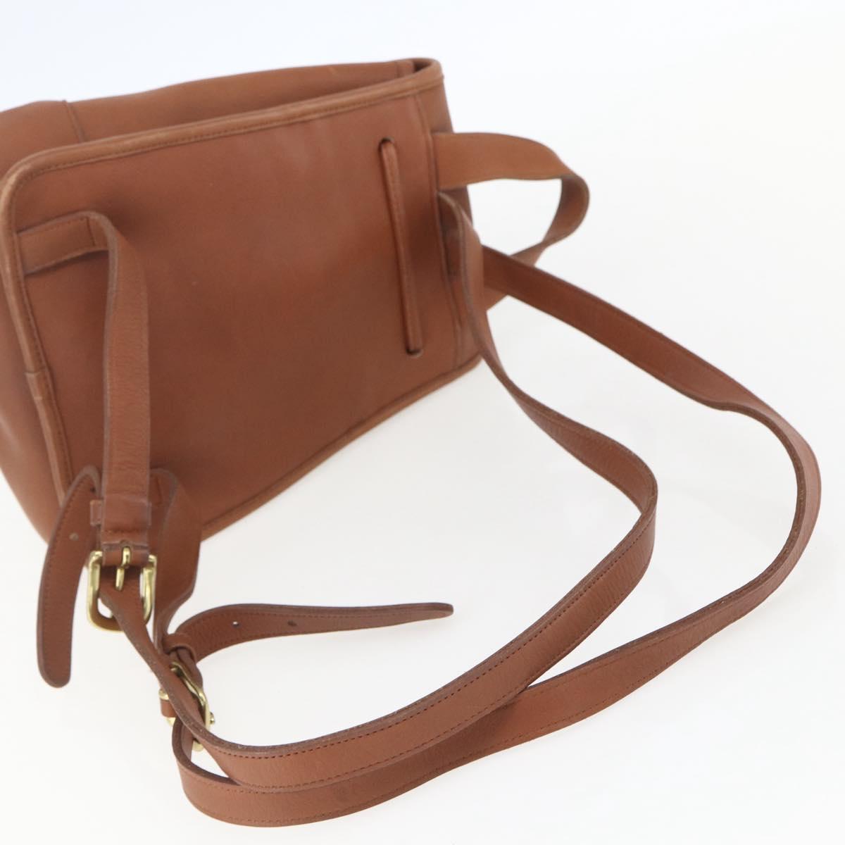 Coach Backpack Leather Brown Gold Auth am9891