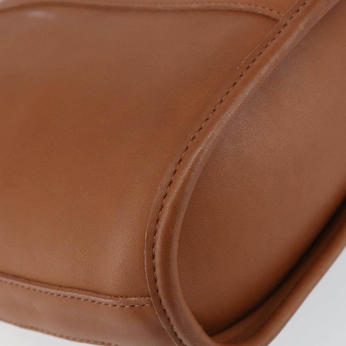 Coach Shoulder Bag Leather Brown Gold Auth am9893