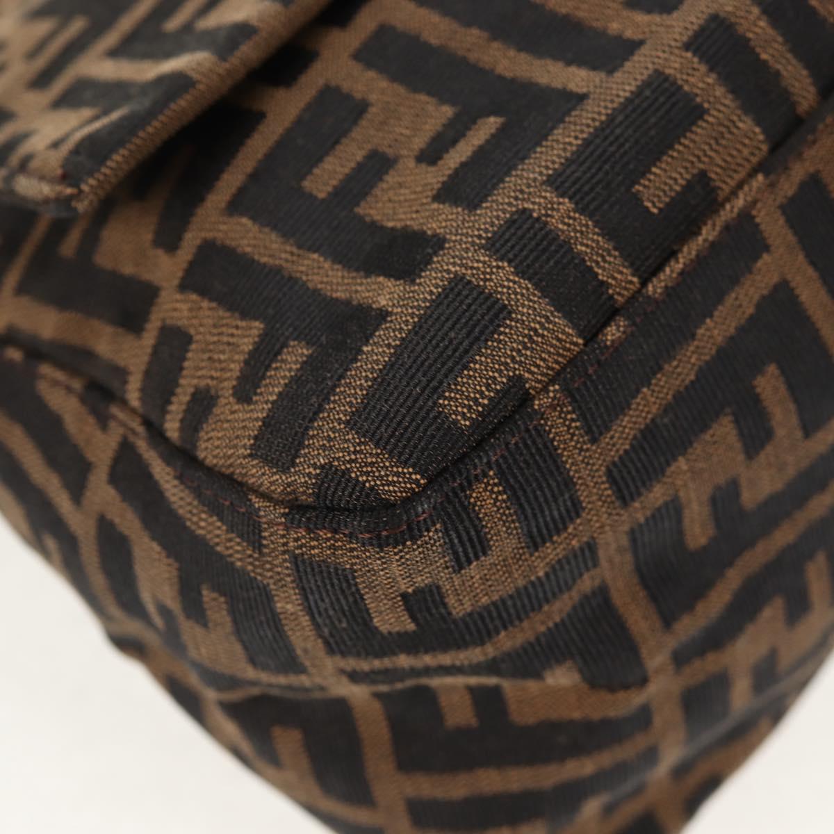 FENDI Zucca Canvas Mamma Baguette Shoulder Bag Black Brown Auth am9894V