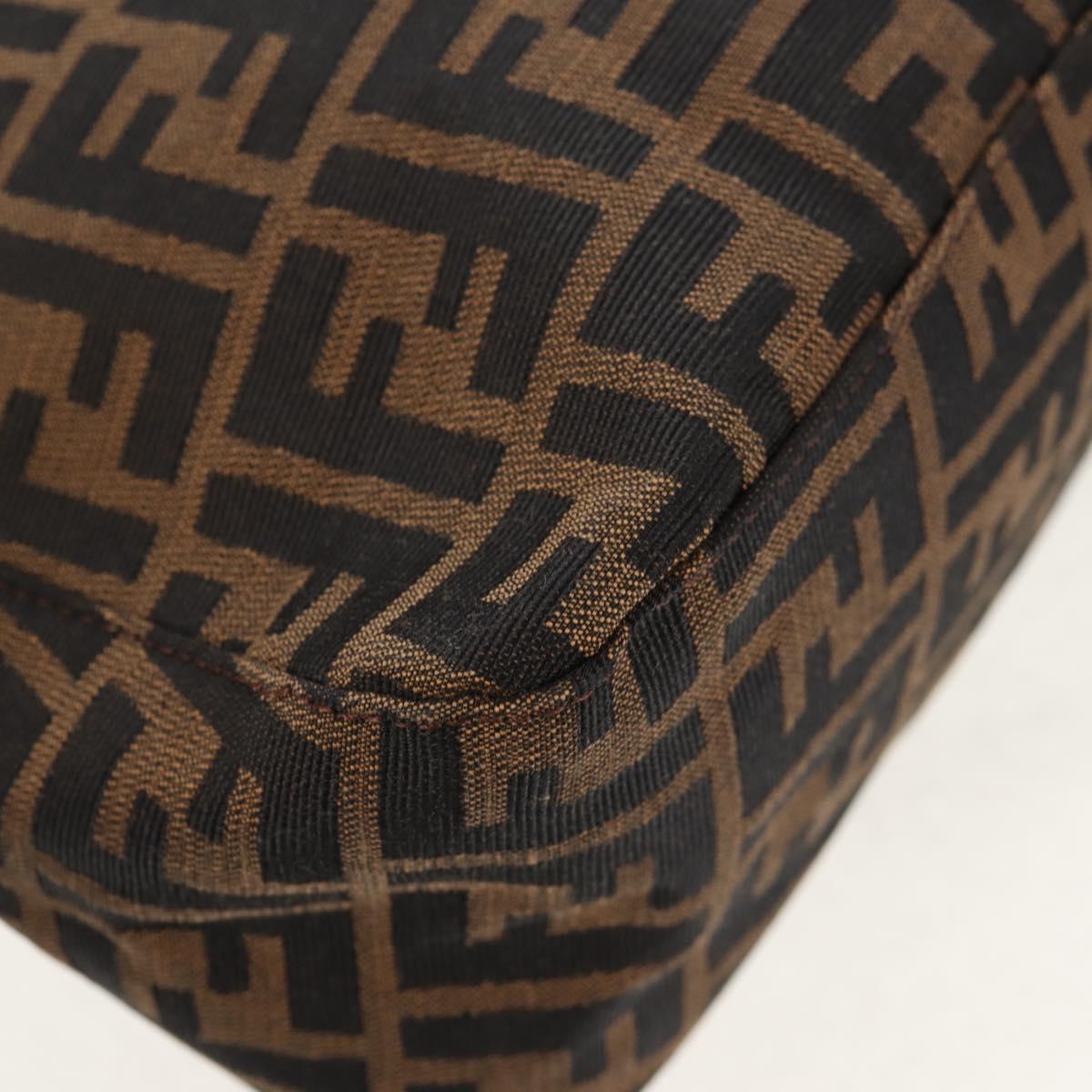 FENDI Zucca Canvas Mamma Baguette Shoulder Bag Black Brown Auth am9894V
