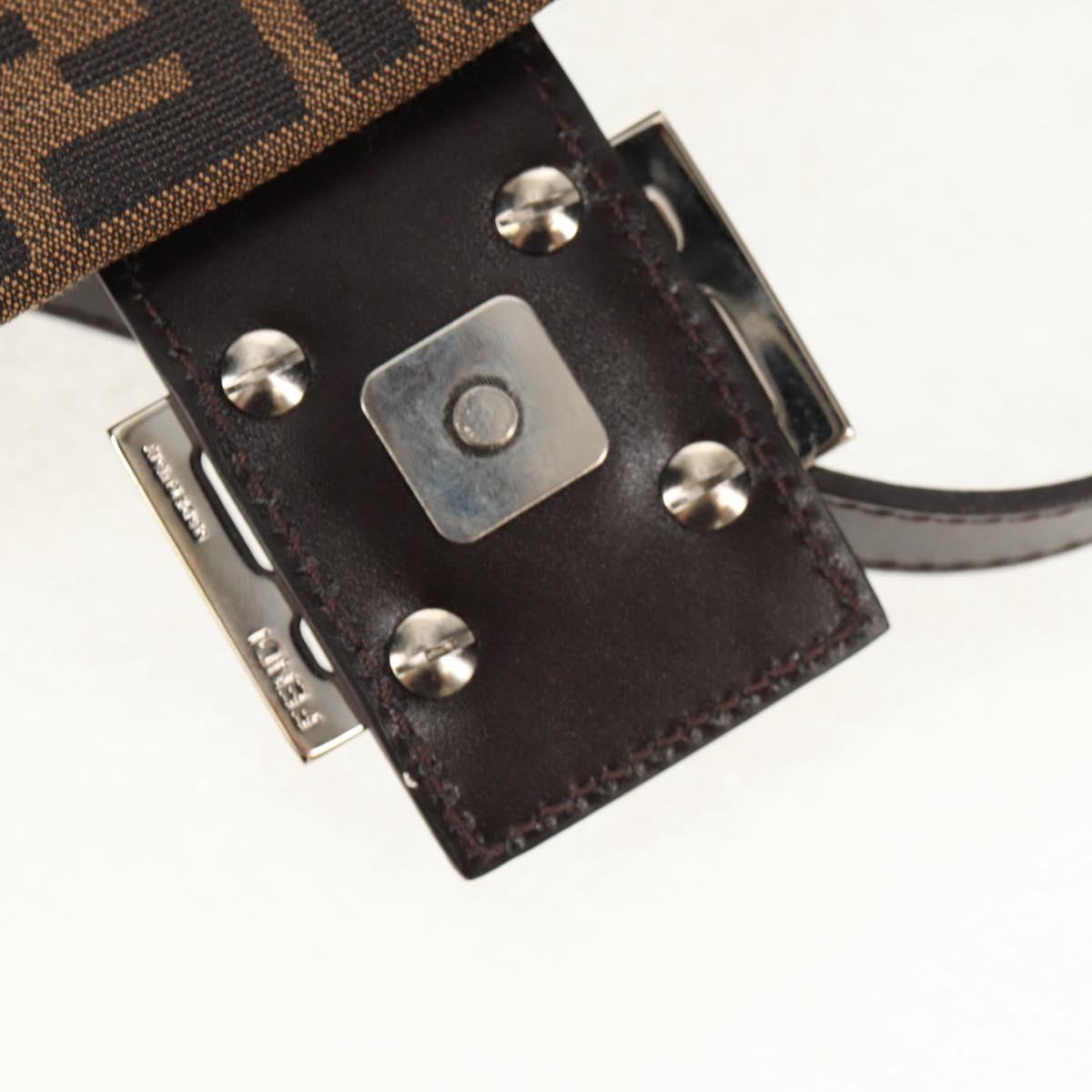 FENDI Zucca Canvas Mamma Baguette Shoulder Bag Black Brown Auth am9894V