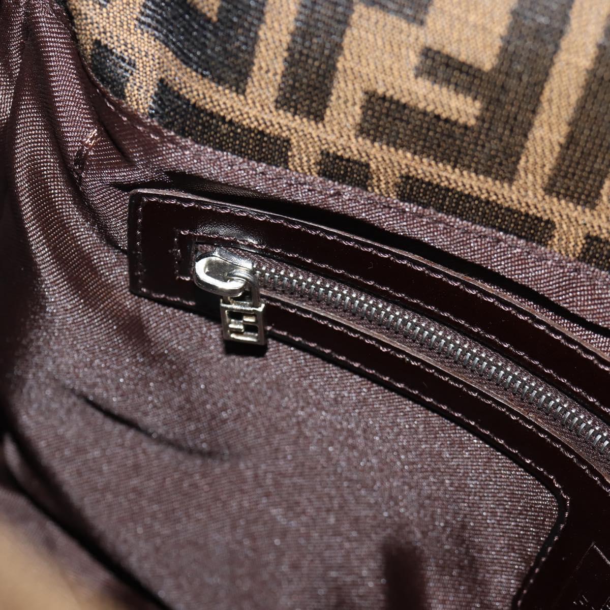 FENDI Zucca Canvas Mamma Baguette Shoulder Bag Black Brown Auth am9894V