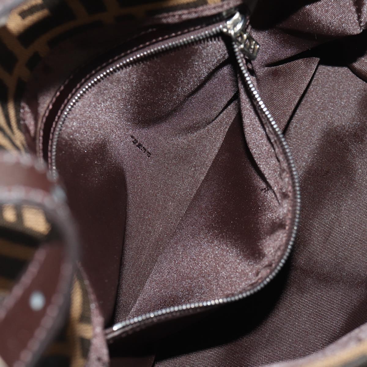 FENDI Zucca Canvas Mamma Baguette Shoulder Bag Black Brown Auth am9894V