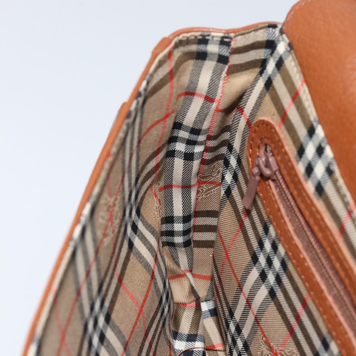 Burberrys Shoulder Bag Leather Gold Brown Auth am9896