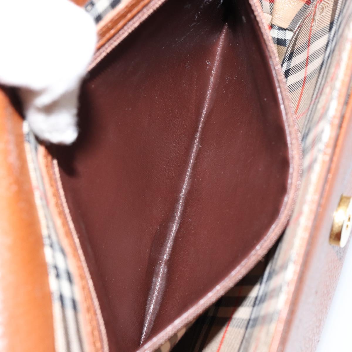 Burberrys Shoulder Bag Leather Gold Brown Auth am9896