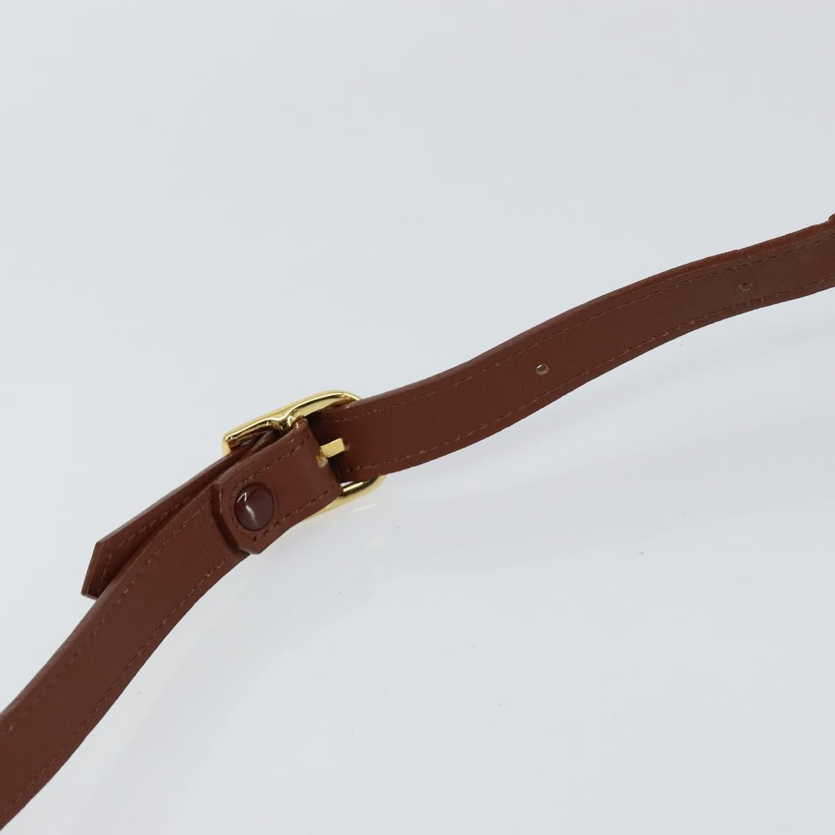 Burberrys Shoulder Bag Leather Gold Brown Auth am9896