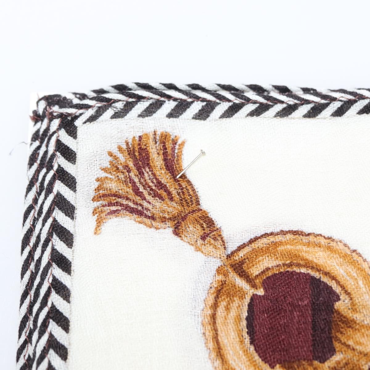 FENDI 2 Pieces Set Scarf Cotton Navy Bordeaux Auth am9897