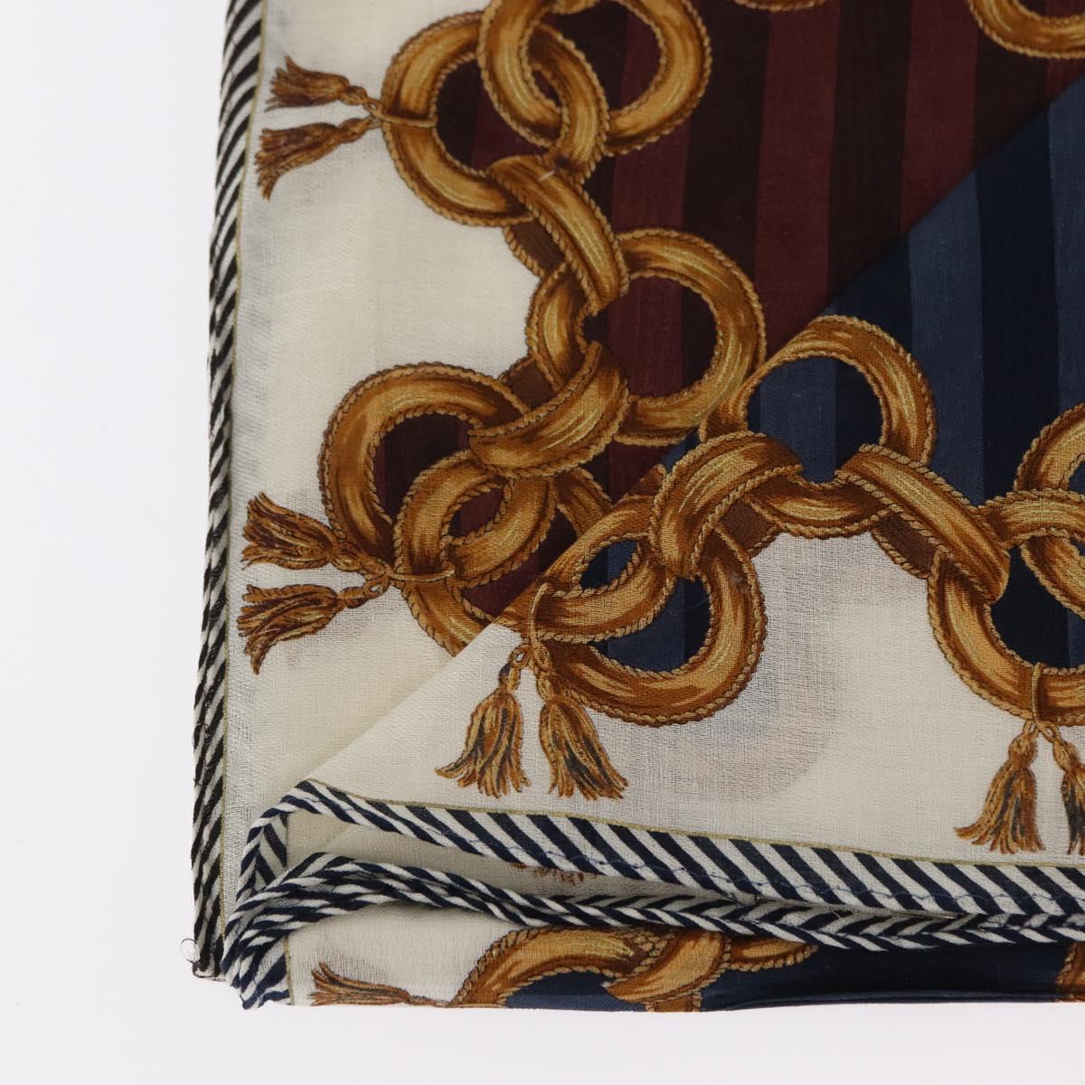 FENDI 2 Pieces Set Scarf Cotton Navy Bordeaux Auth am9897