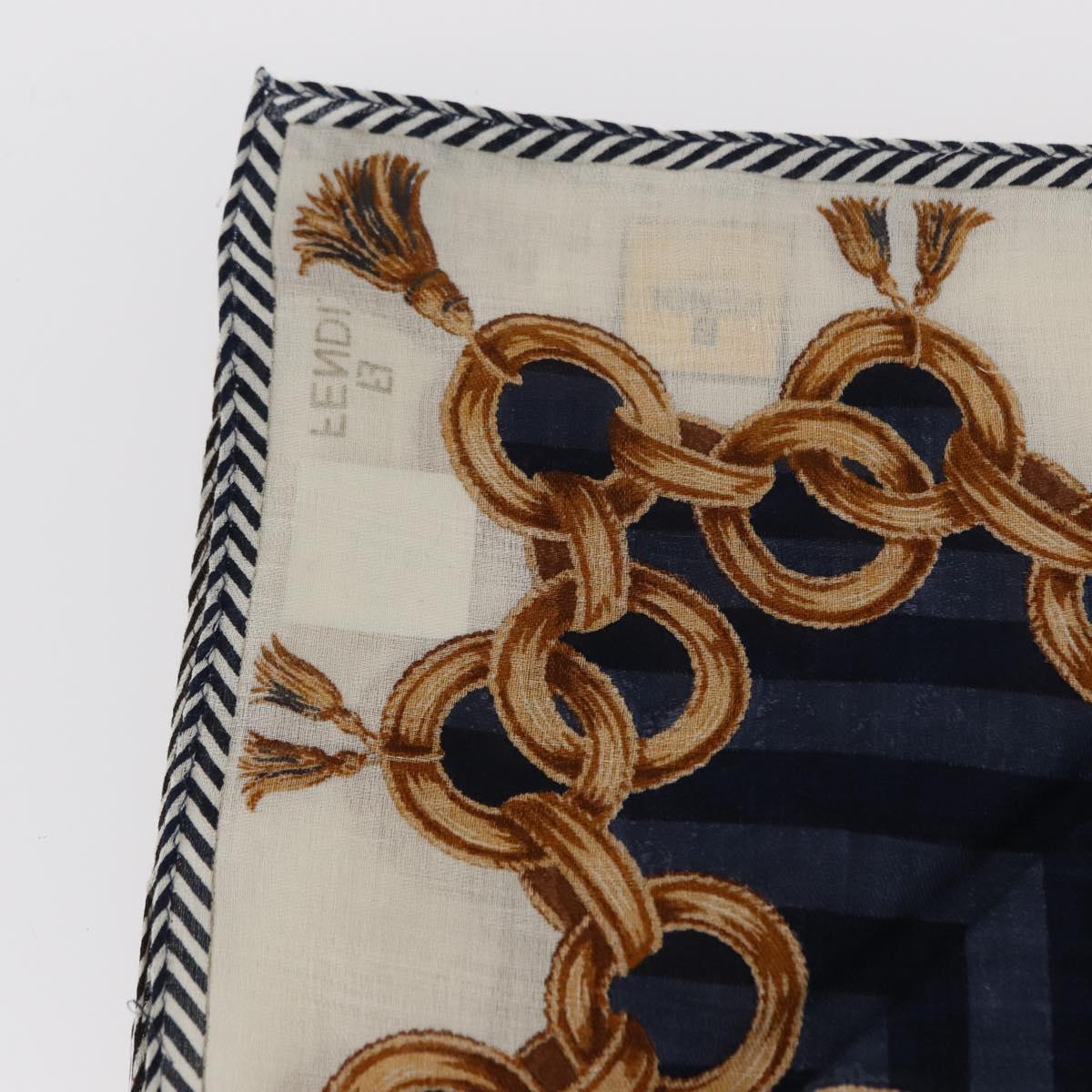 FENDI 2 Pieces Set Scarf Cotton Navy Bordeaux Auth am9897