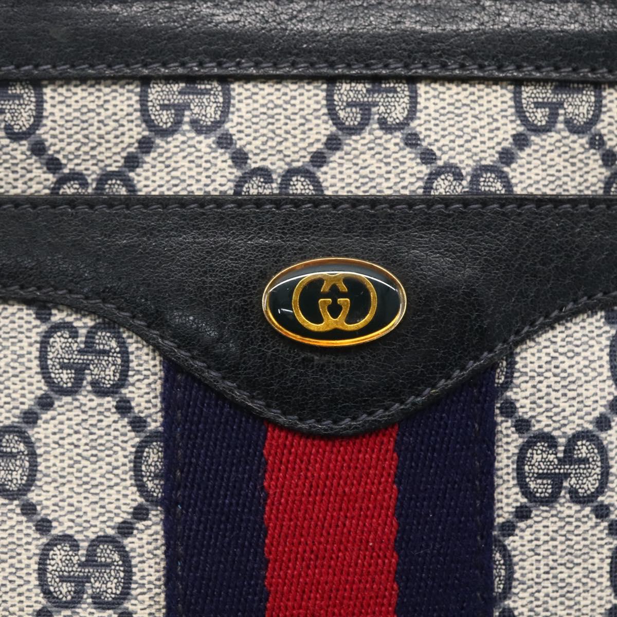GUCCI GG Supreme Sherry Line Shoulder Bag PVC Red Navy 41 02 013 Auth am9899