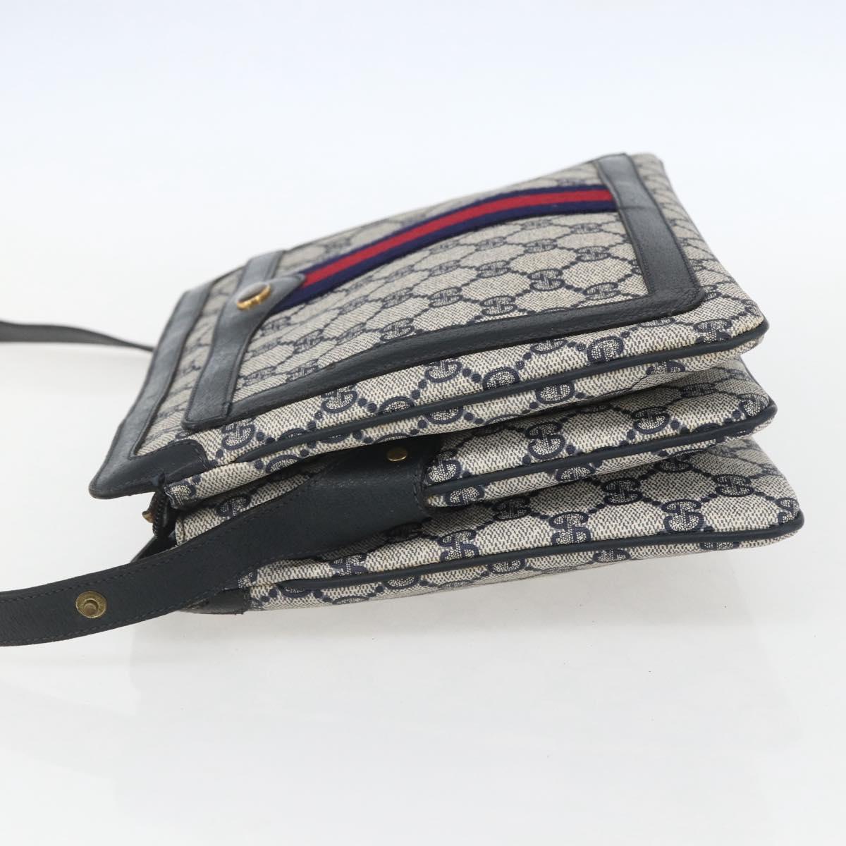 GUCCI GG Supreme Sherry Line Shoulder Bag PVC Red Navy 41 02 013 Auth am9899