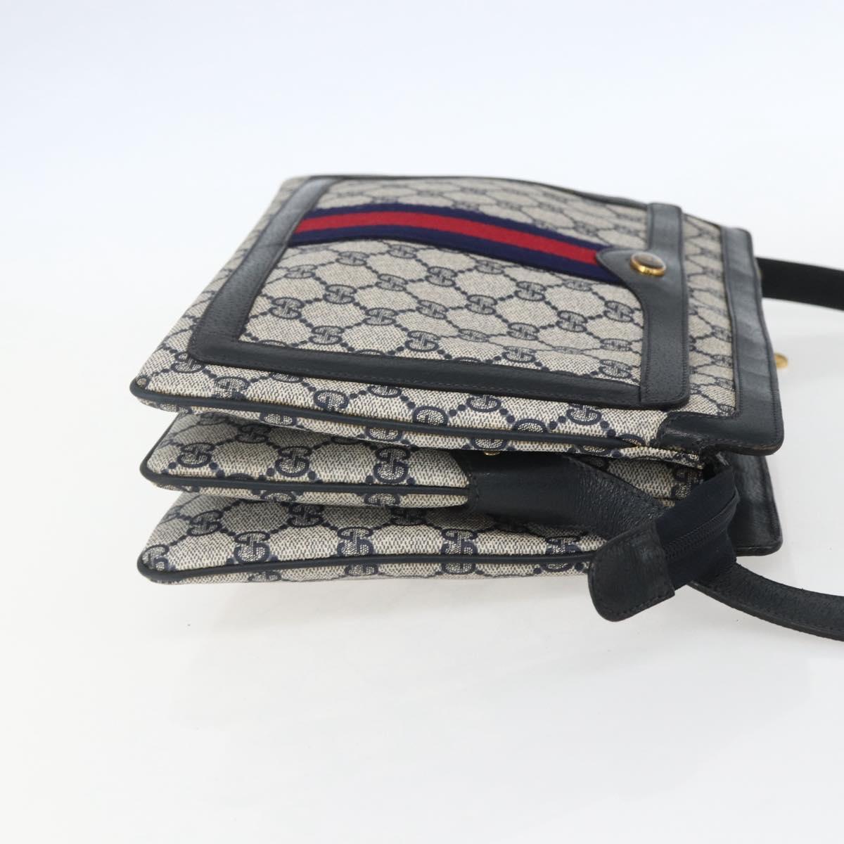 GUCCI GG Supreme Sherry Line Shoulder Bag PVC Red Navy 41 02 013 Auth am9899