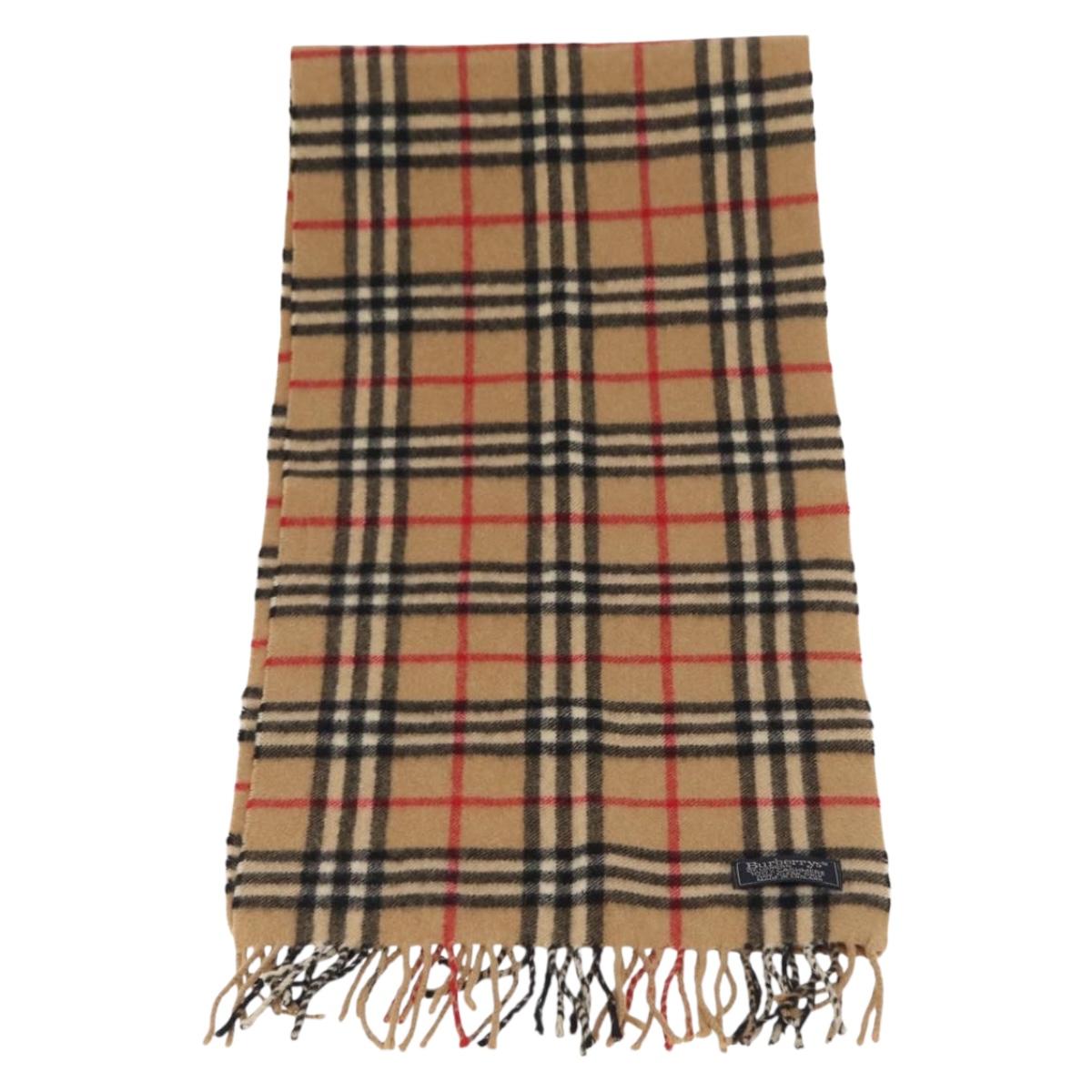 Burberrys Nova Check Scarf Cashmere Beige Auth am9903