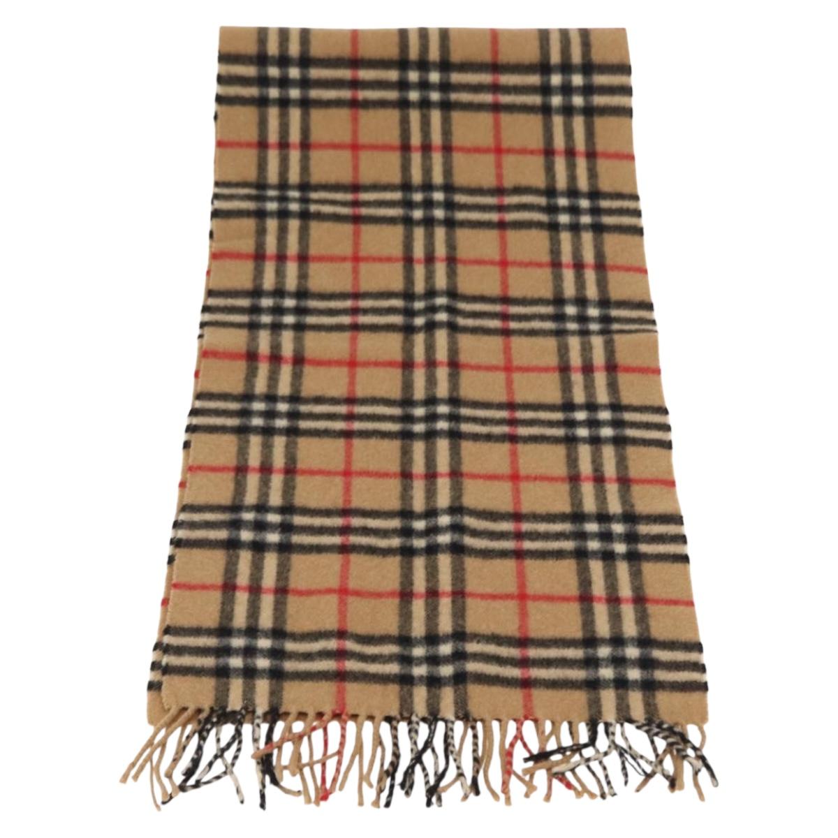 Burberrys Nova Check Scarf Cashmere Beige Auth am9903