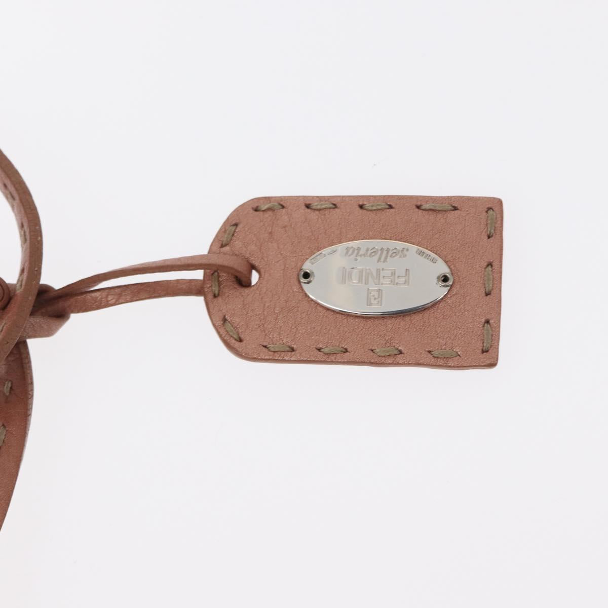 FENDI selleria Mini Tote Bag Leather Beige Silver Auth am9906