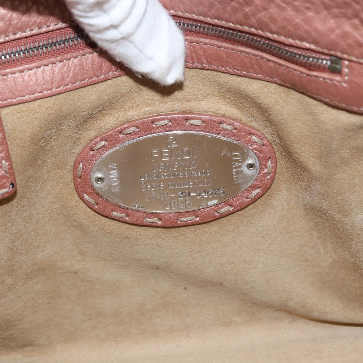 FENDI selleria Mini Tote Bag Leather Beige Silver Auth am9906