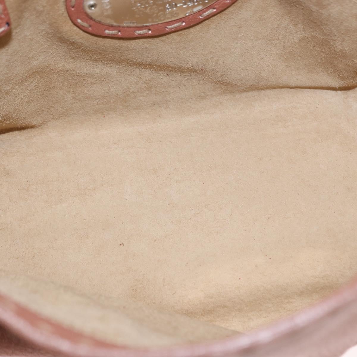 FENDI selleria Mini Tote Bag Leather Beige Silver Auth am9906