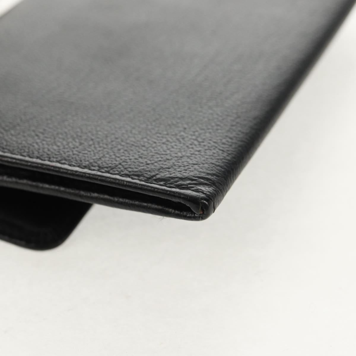 CHANEL Wallet Calf Skin Black Gold CC Auth am9909V