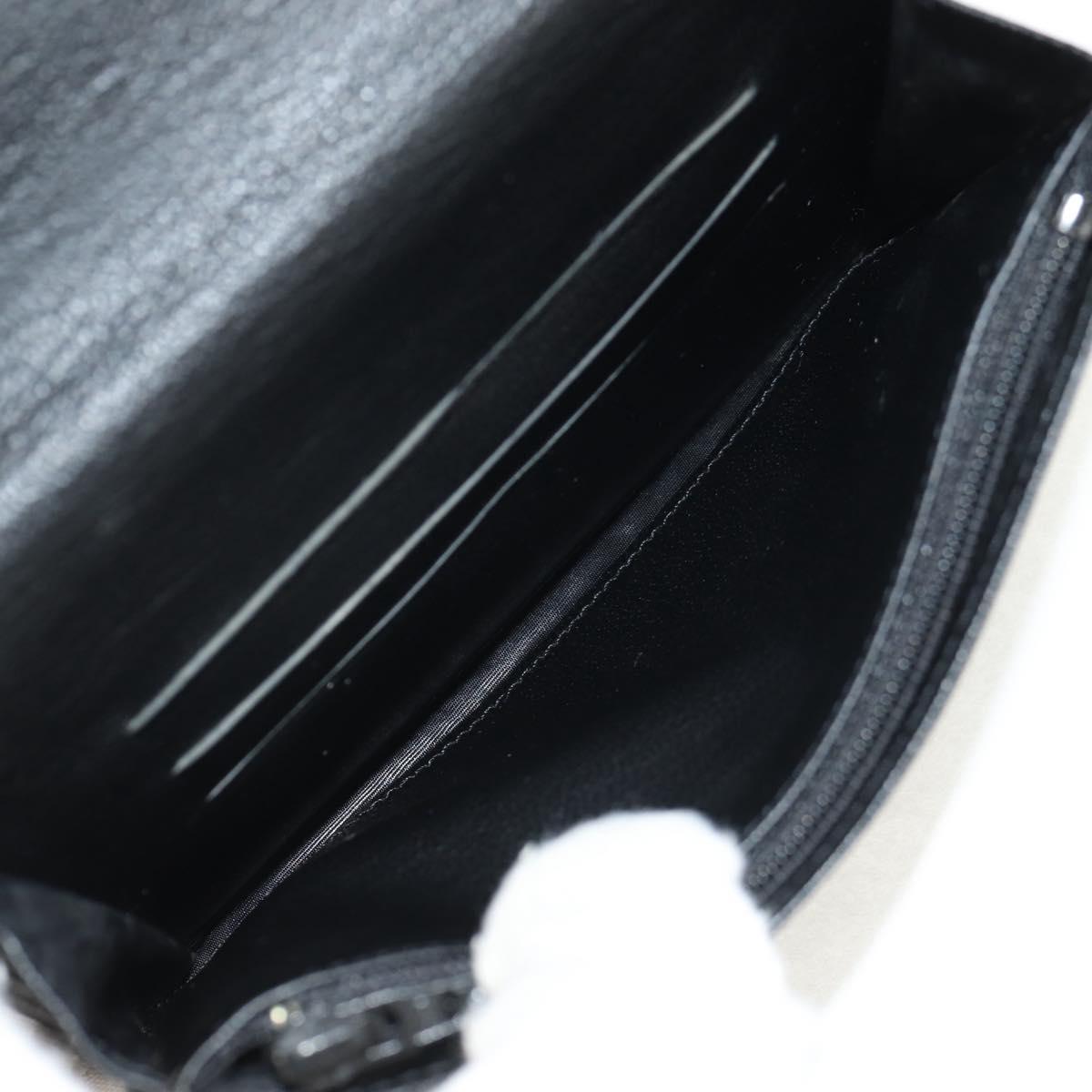 CHANEL Wallet Calf Skin Black Gold CC Auth am9909V