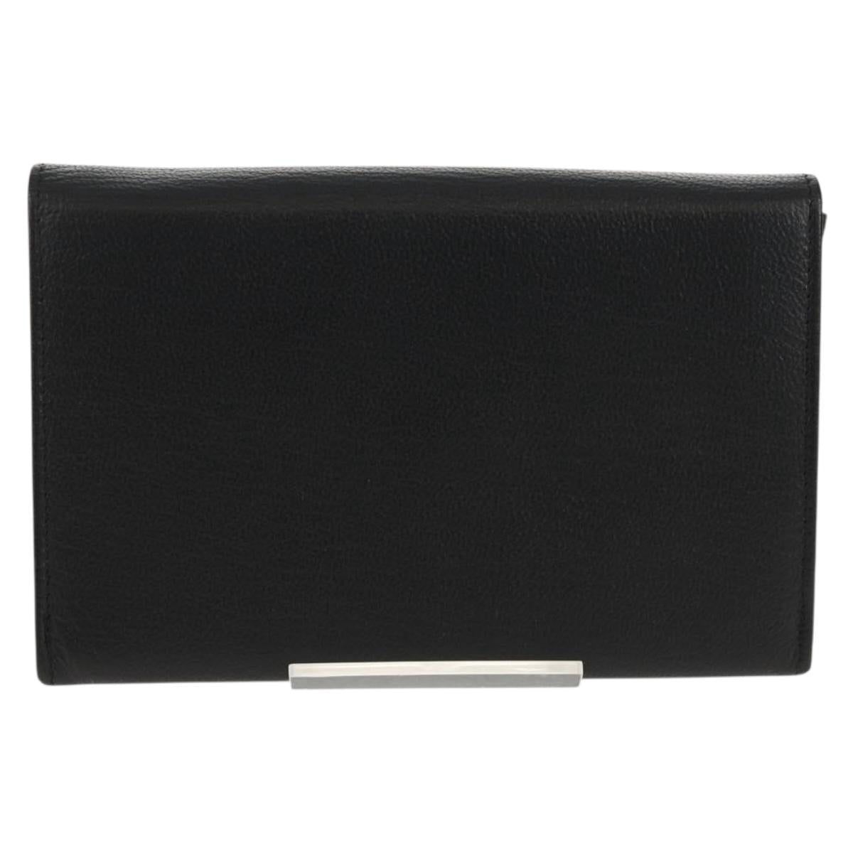 CHANEL Wallet Calf Skin Black Gold CC Auth am9909V