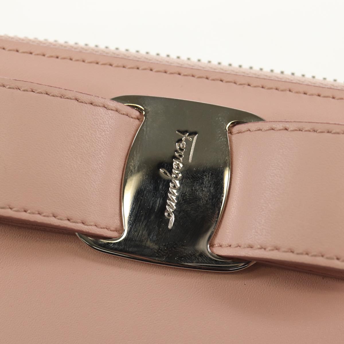 Salvatore Ferragamo Vala Long Wallet Leather Pink Silver Auth am9912V