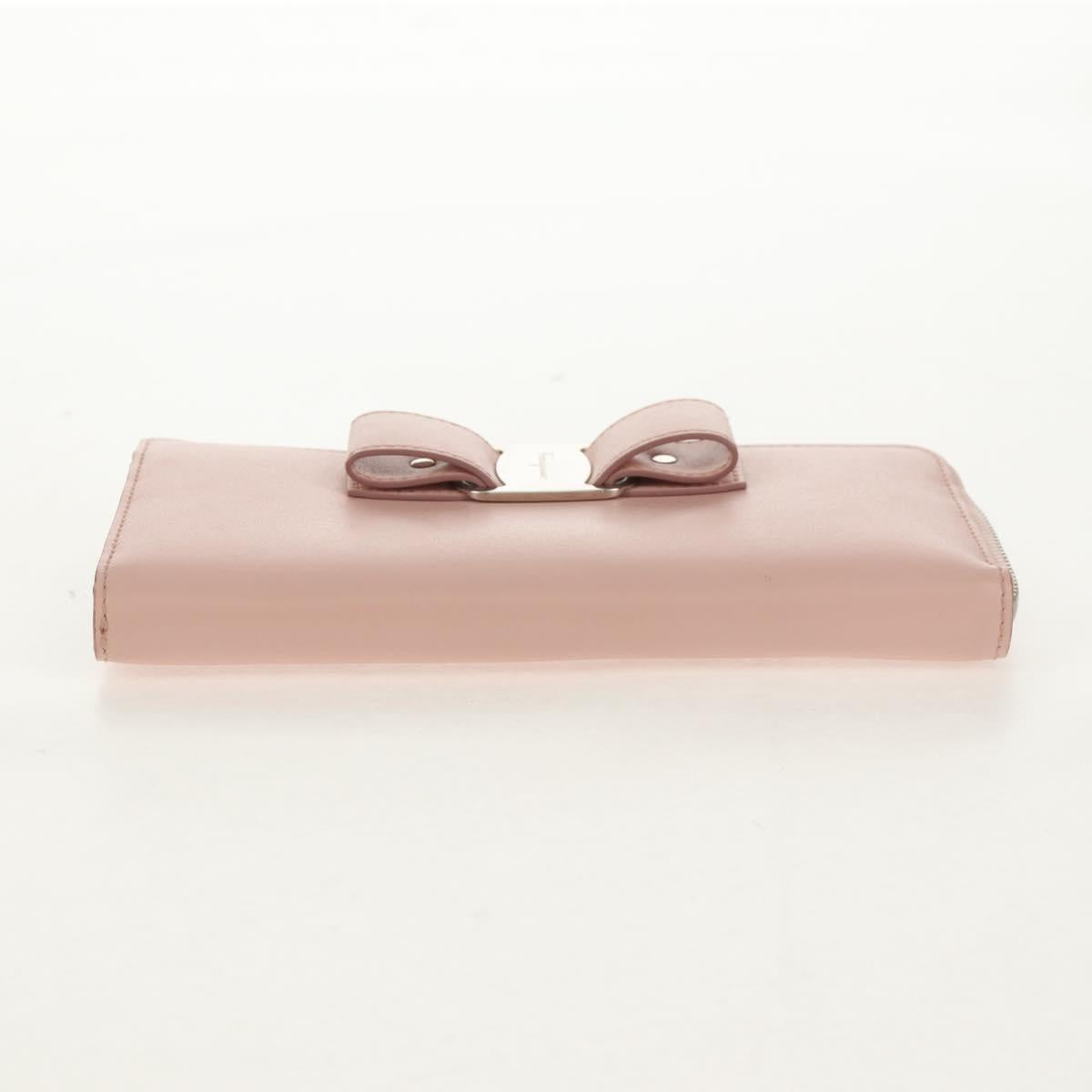 Salvatore Ferragamo Vala Long Wallet Leather Pink Silver Auth am9912V