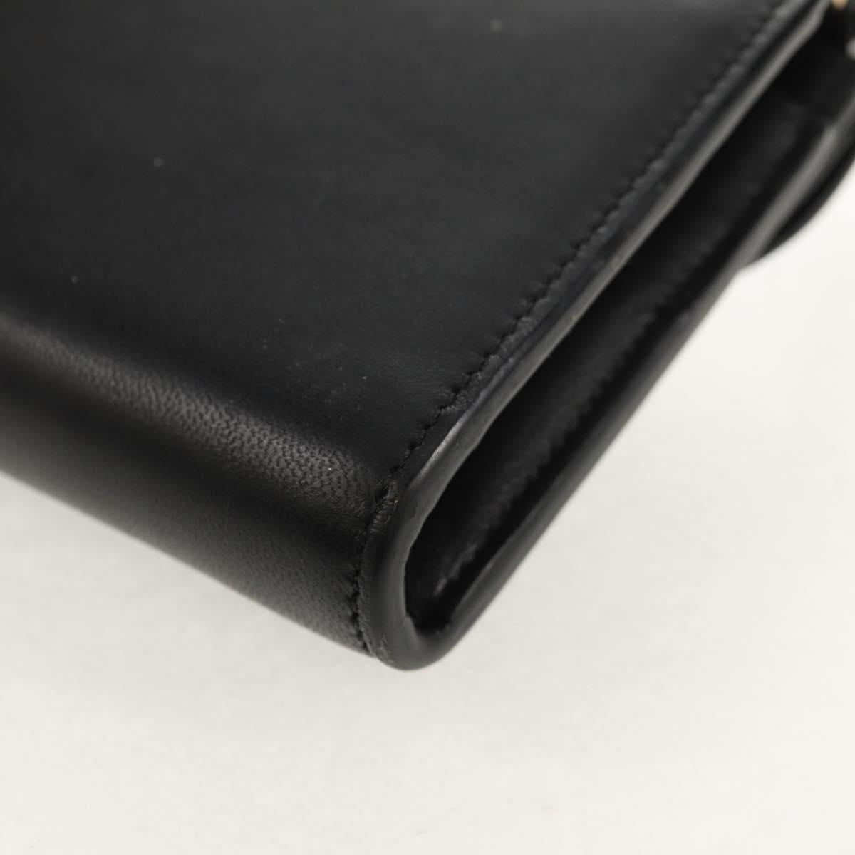 Chloe Long Wallet Leather Black Gold Auth am9913V