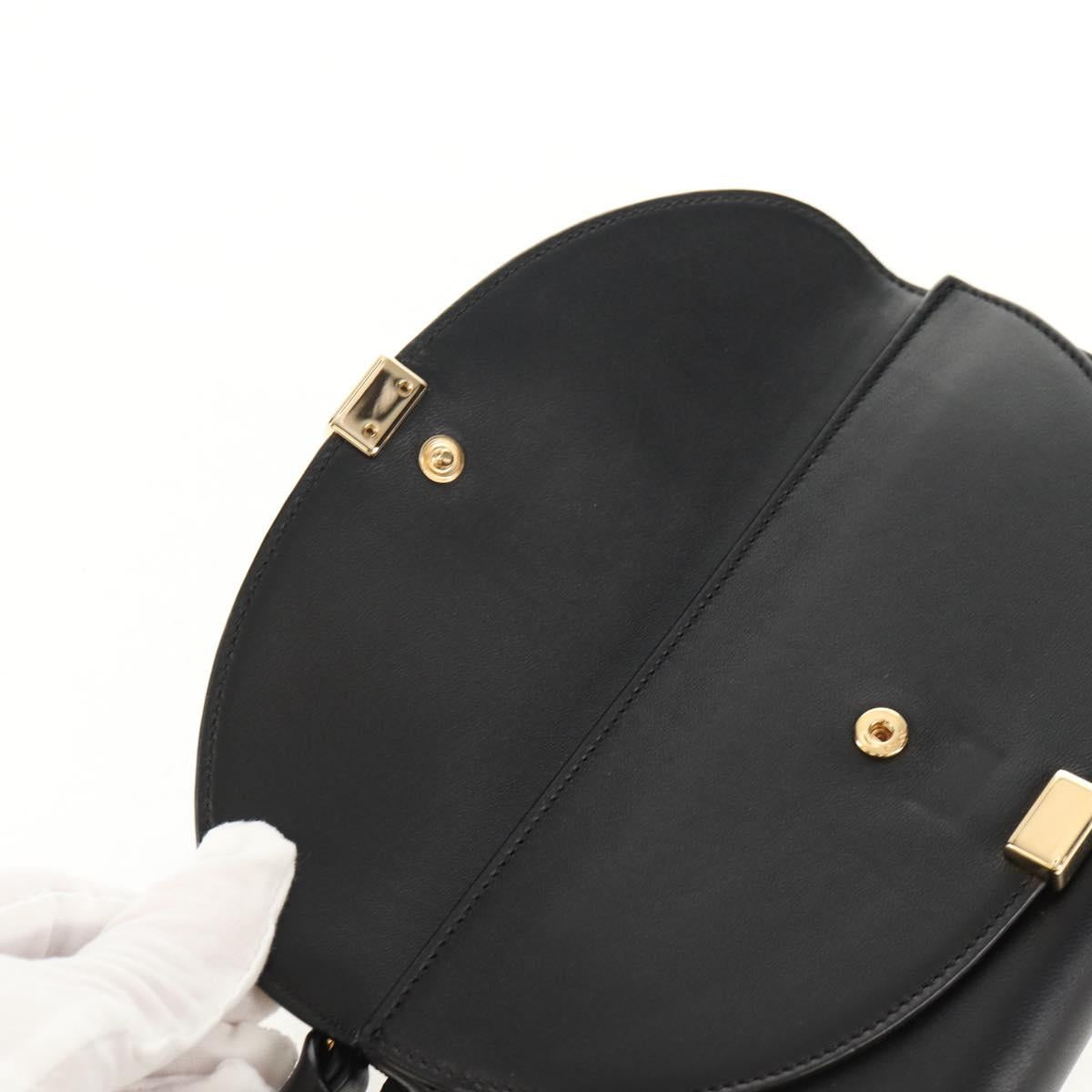 Chloe Long Wallet Leather Black Gold Auth am9913V