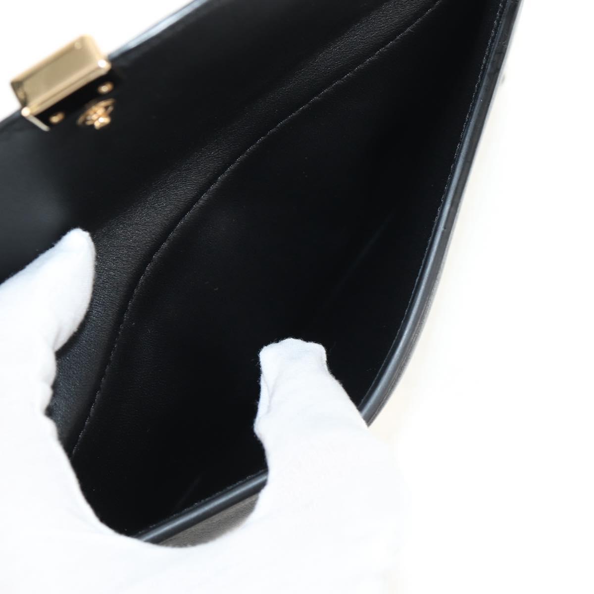 Chloe Long Wallet Leather Black Gold Auth am9913V