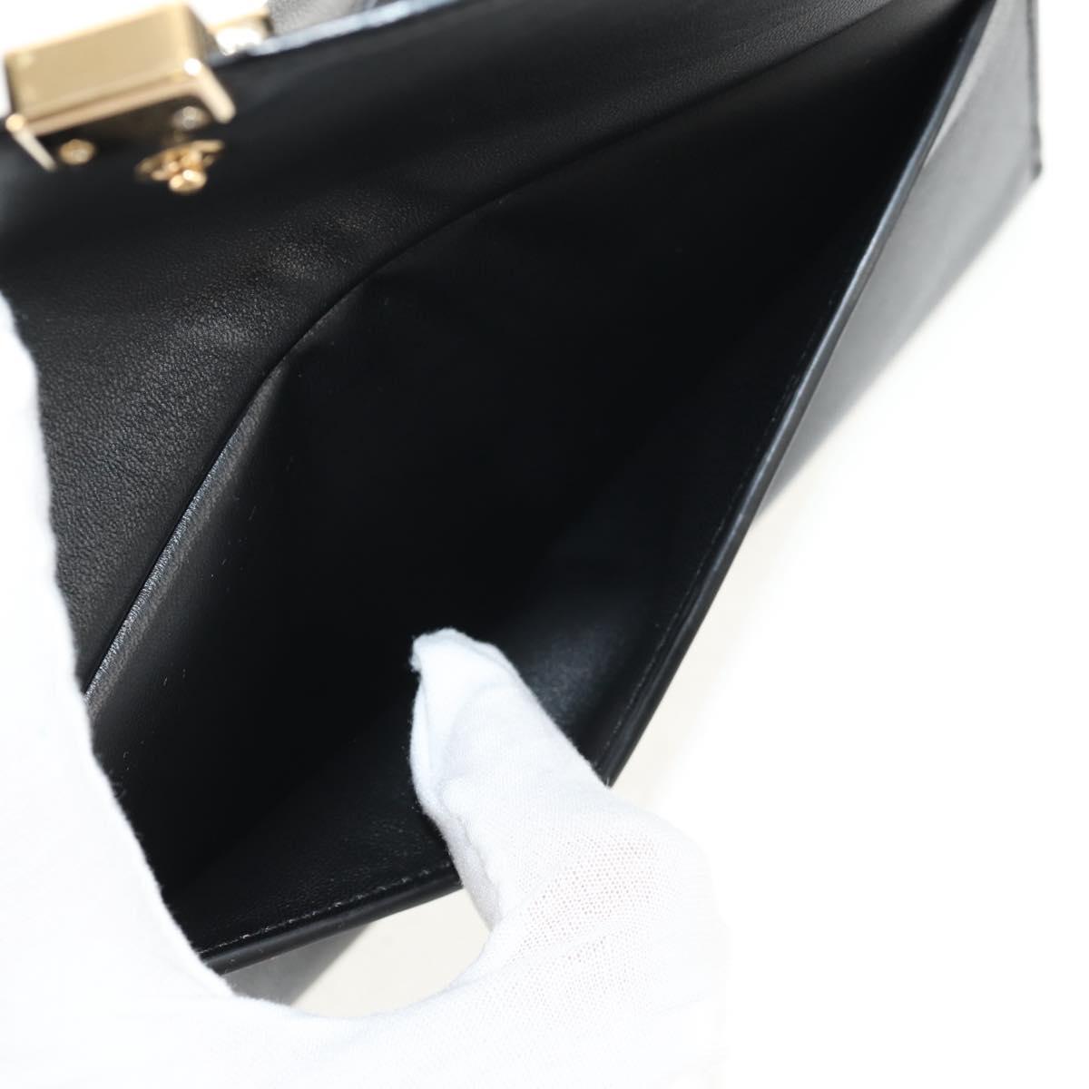 Chloe Long Wallet Leather Black Gold Auth am9913V