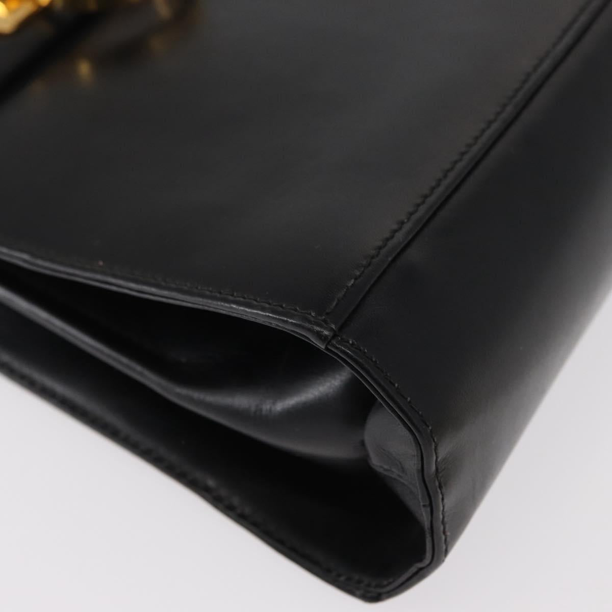 Salvatore Ferragamo Gancini Hand Bag Leather 2way Black Silver Auth am9914