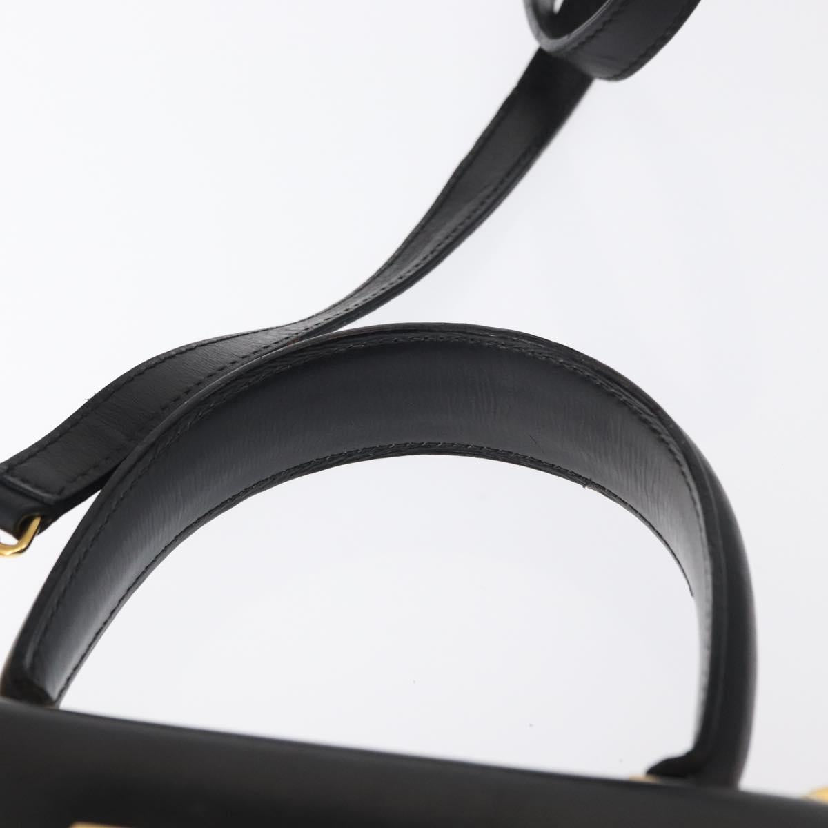 Salvatore Ferragamo Gancini Hand Bag Leather 2way Black Silver Auth am9914