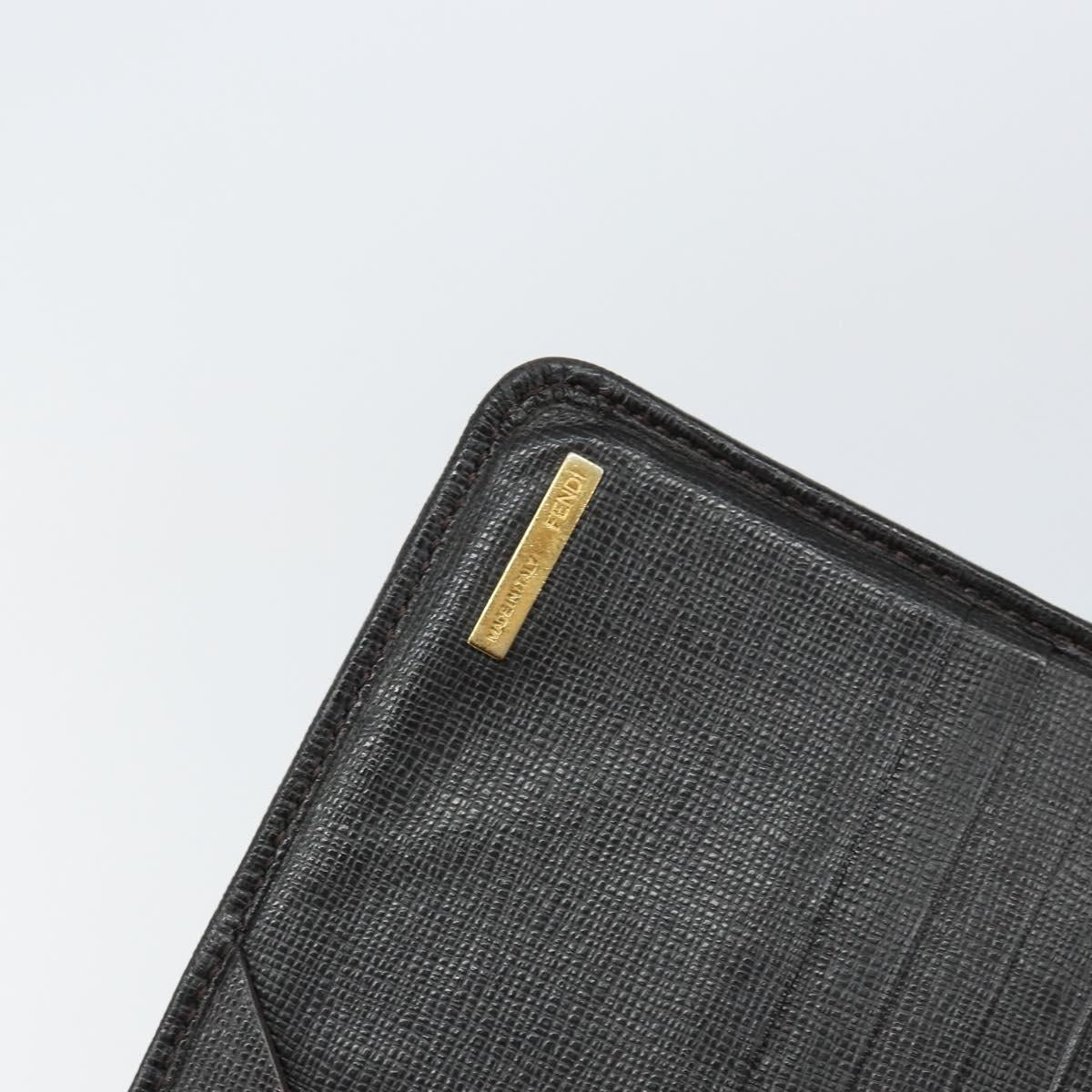 FENDI Zucca Canvas Long Wallet PVC Black Brown Auth am9915