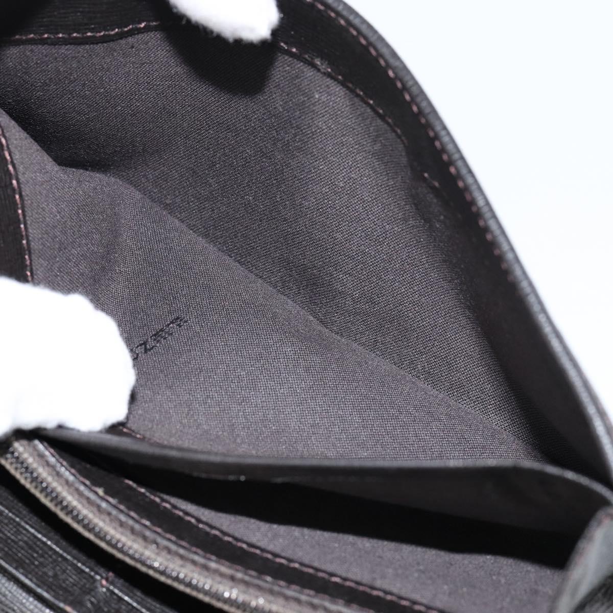 FENDI Zucca Canvas Long Wallet PVC Black Brown Auth am9915