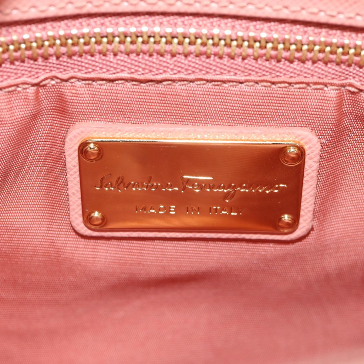Salvatore Ferragamo Vala Hand Bag Leather 2way Pink Gold Auth am9917V