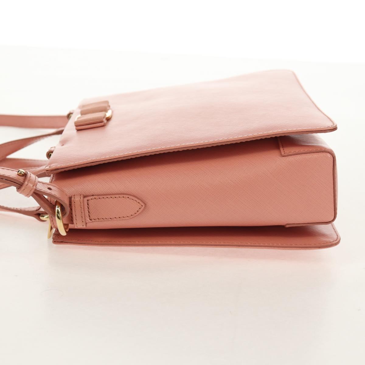 Salvatore Ferragamo Vala Hand Bag Leather 2way Pink Gold Auth am9917V