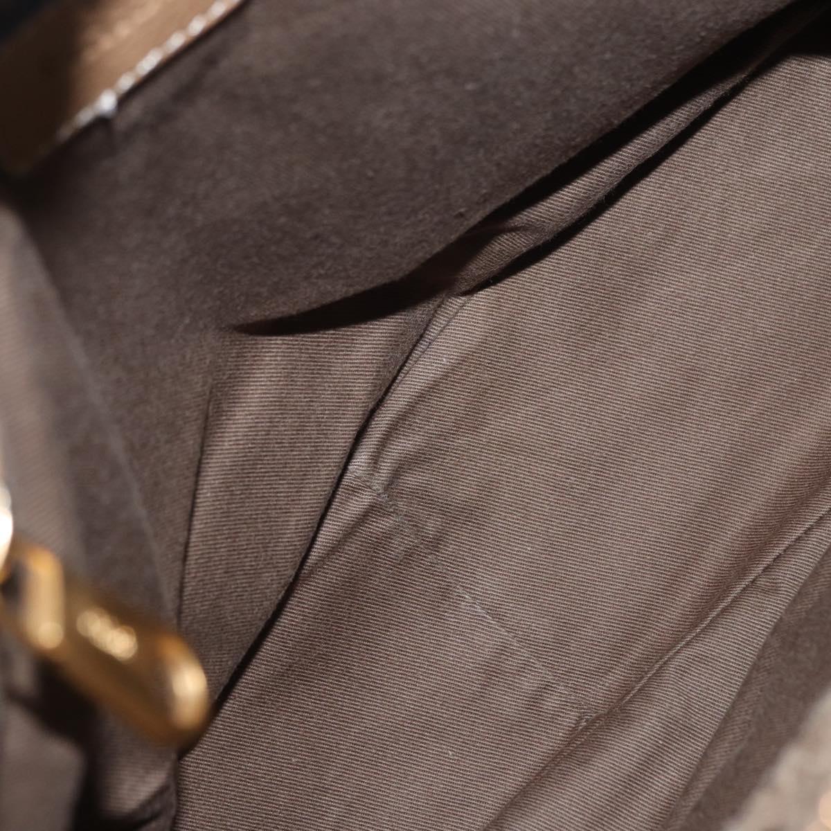 Chloe Marcie Hand Bag Leather Beige Gold Auth am9918