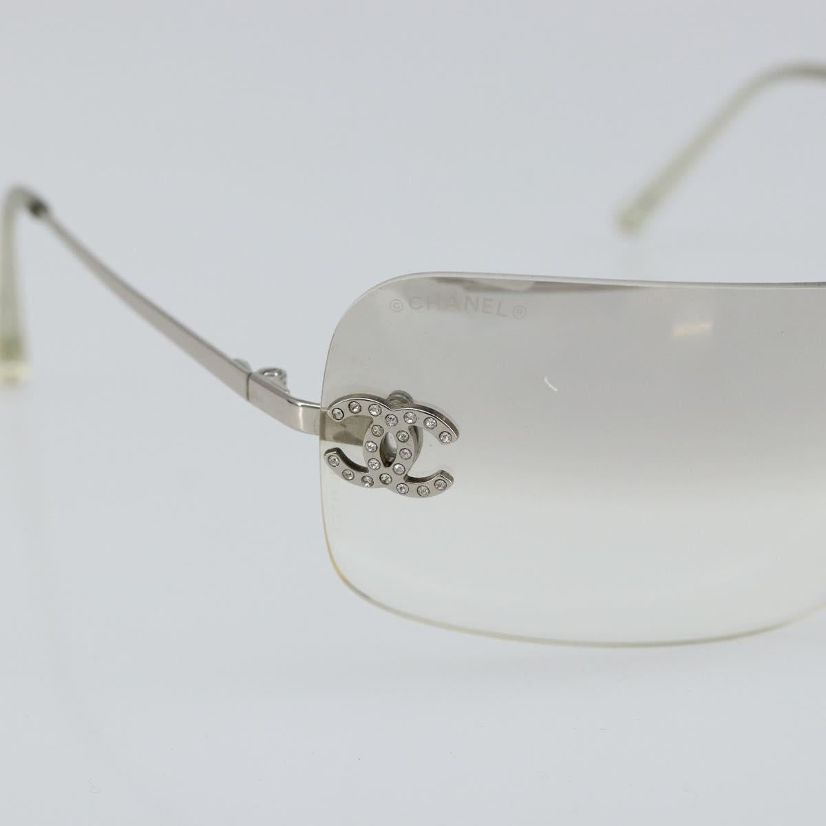 CHANEL Sunglasses metal Silver CC Auth am9919