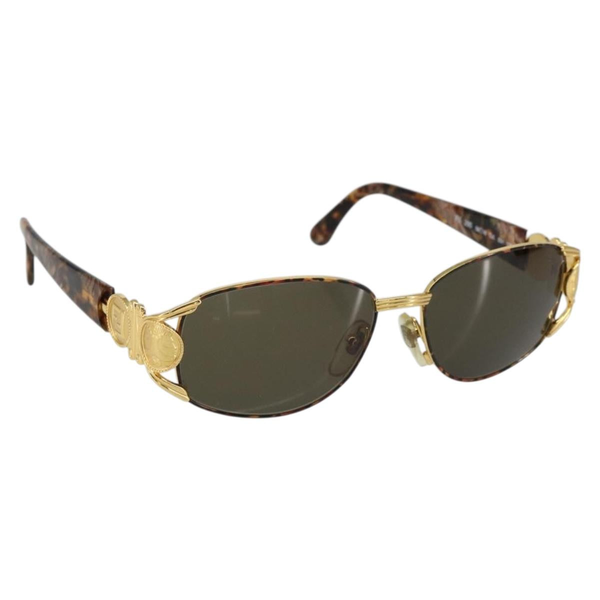 FENDI Sunglasses metal Gold Tone Auth am9921