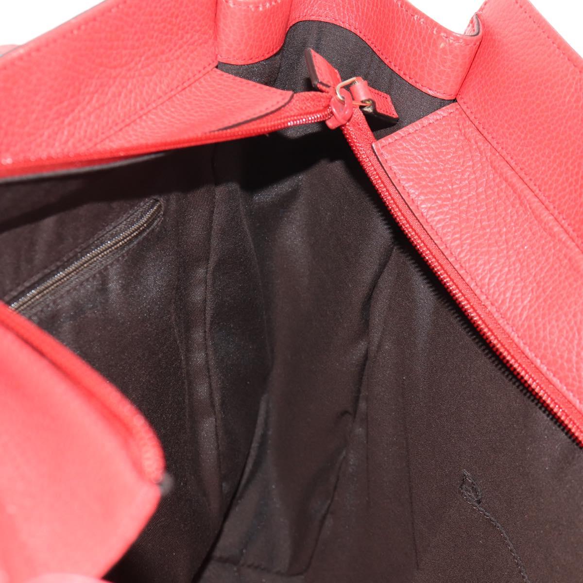 GUCCI Interlocking Tote Bag Leather Red Gold 353581 Auth am9922V