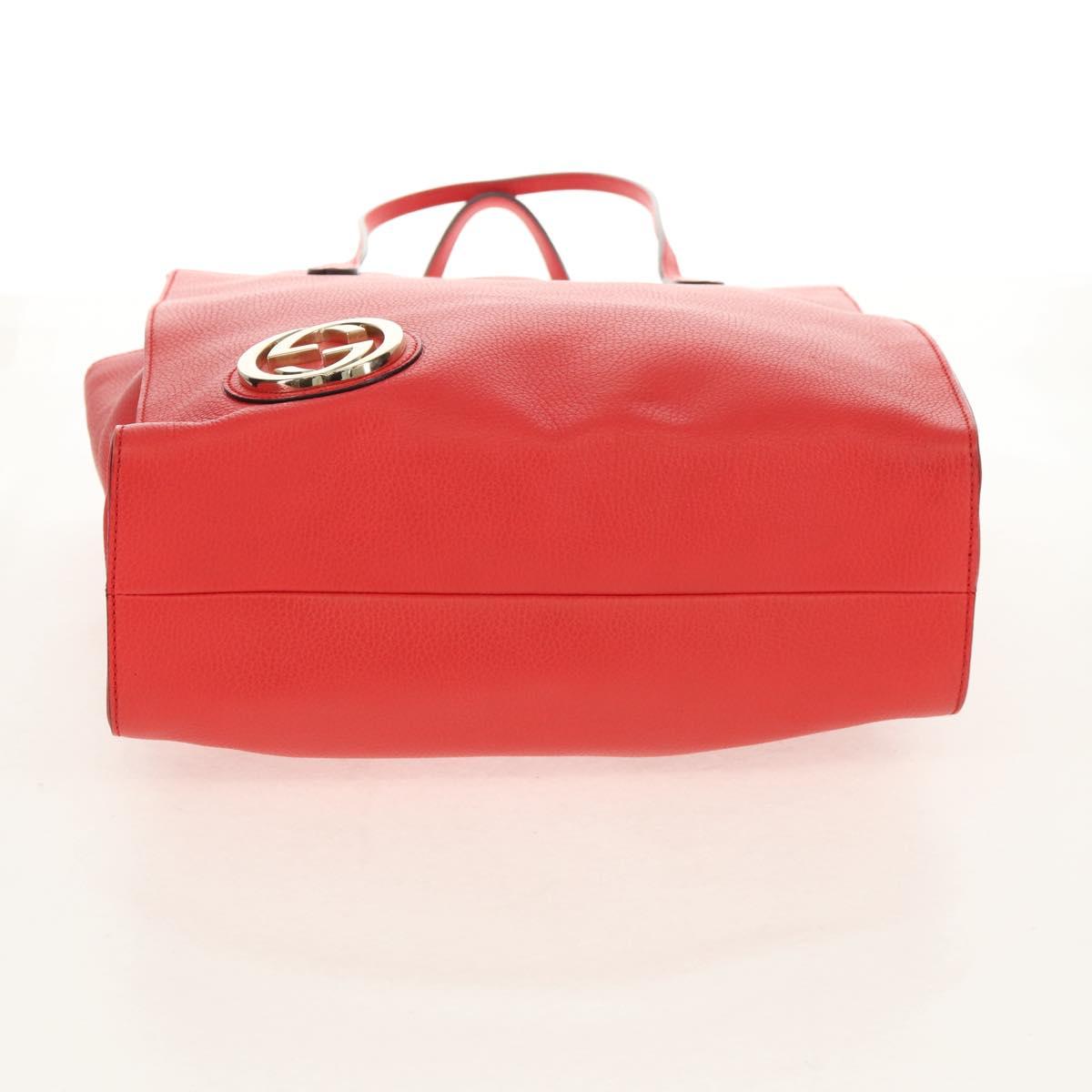 GUCCI Interlocking Tote Bag Leather Red Gold 353581 Auth am9922V