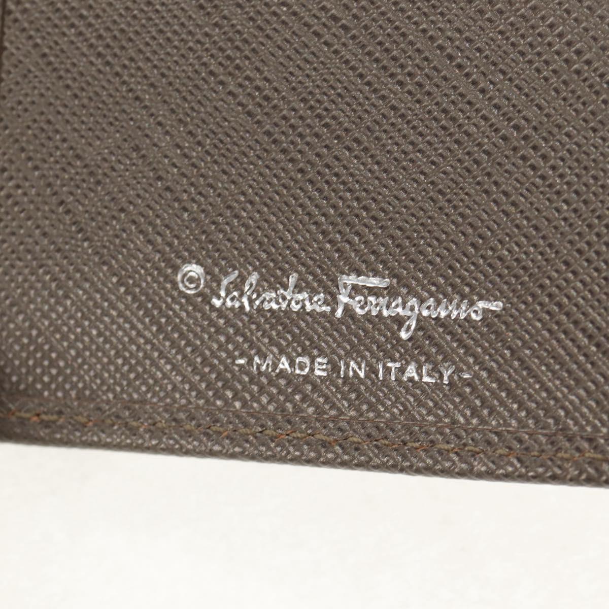 Salvatore Ferragamo Gancini Long Wallet Leather Silver Auth am9924A