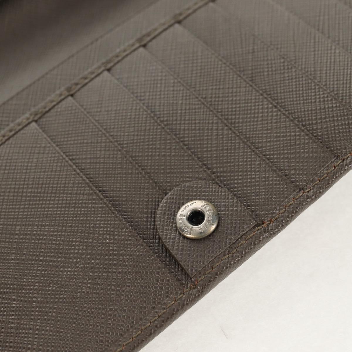 Salvatore Ferragamo Gancini Long Wallet Leather Silver Auth am9924A