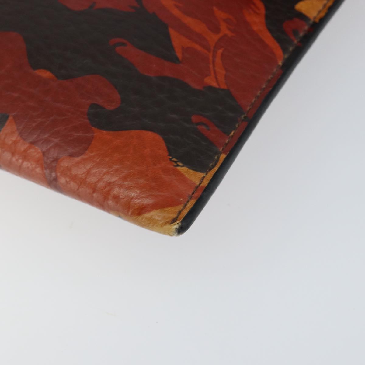 MCM Clutch Bag PVC Leather Brown Silver Auth am9925