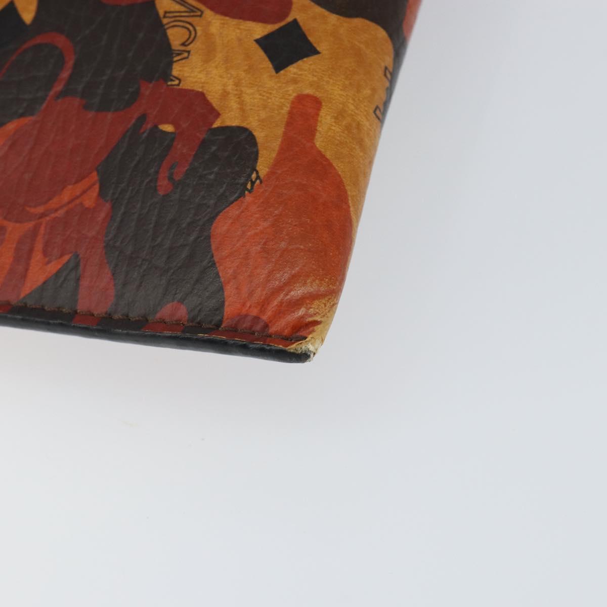 MCM Clutch Bag PVC Leather Brown Silver Auth am9925