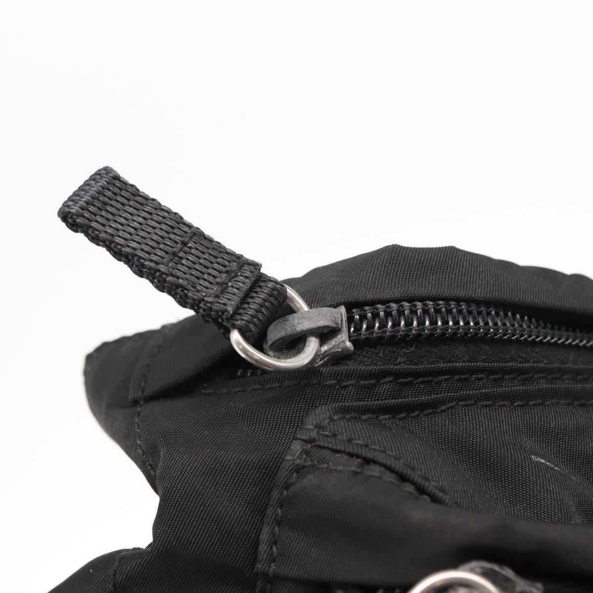 PRADA Waist Bag Nylon Black Silver Auth am9926